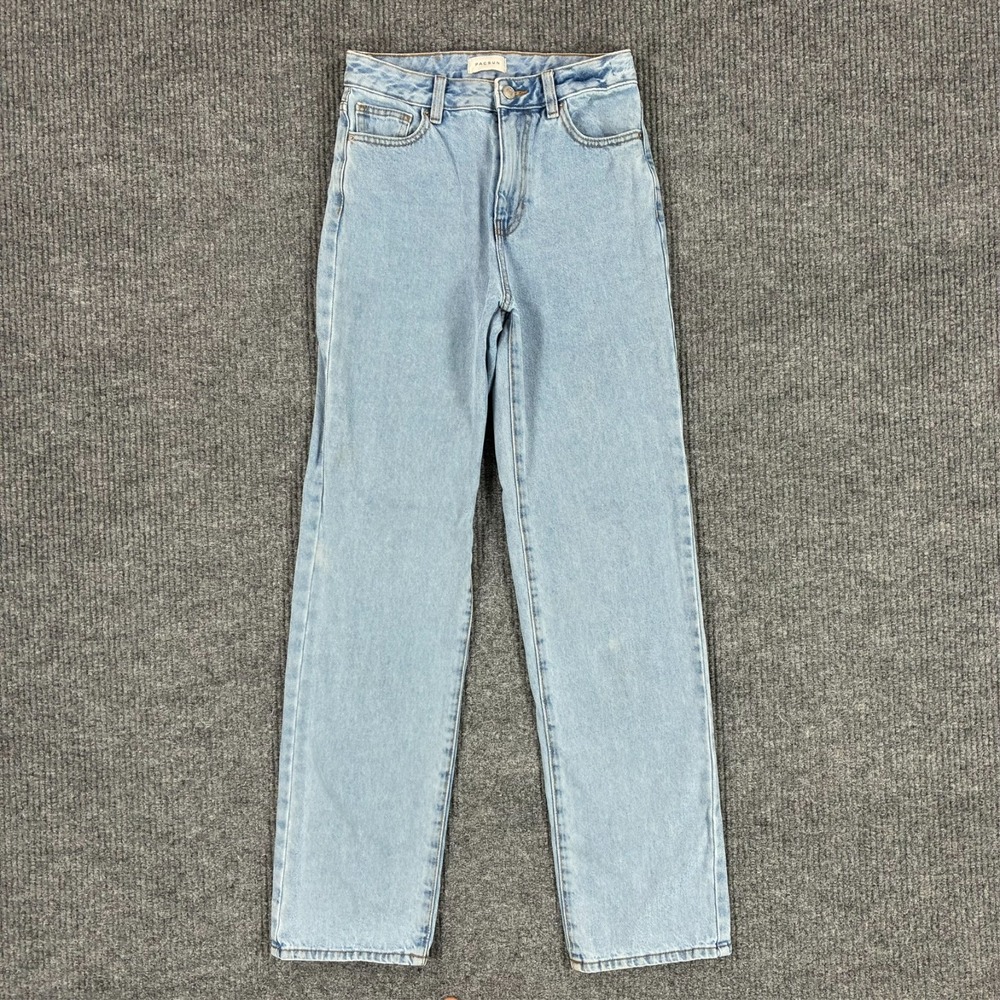 Pacsun Womens Slim Straight Jeans Size W26" Light Wash Denim Cotton High Rise